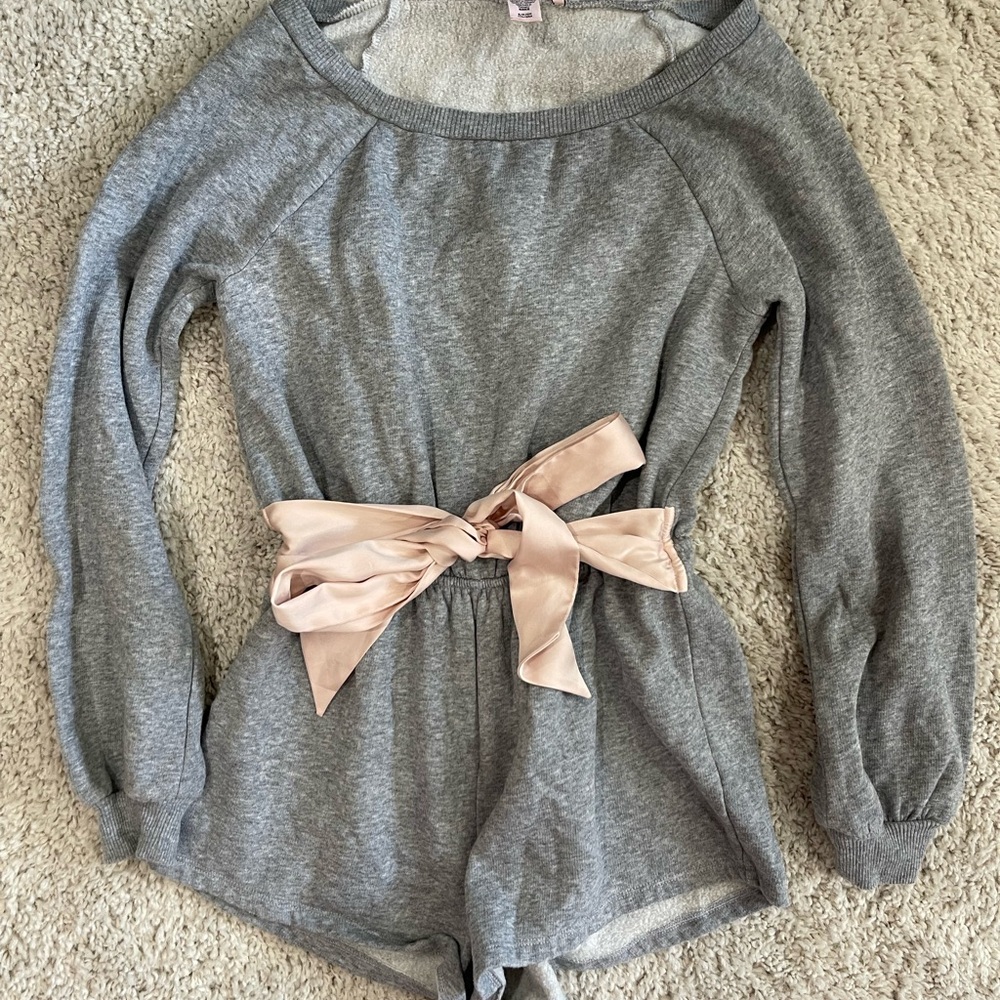 Victoria Secret Long Sleeve Romper with Pink Bow
